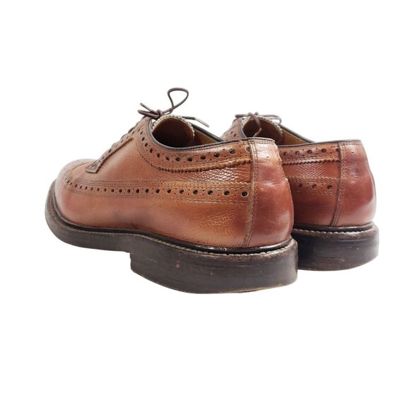 Nettleton Mens Size 7.5 C/E Vintage Brown Leather Wingtip Oxford Dress Cleated - Picture 5 of 8